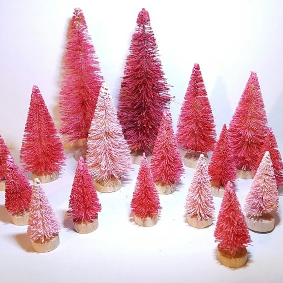16pc Ultimate Red & Pink Mini Bottle Brush Trees Set - Picture 1 of 1